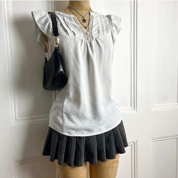 Tamara. H cottegecore white short sleeve blouse flare sleeves Bohochic fairy - Picture 1 of 6